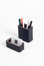 Capella Deri Masaüstü Seti Siyah 2 Parça Ahşap Detaylı