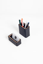 Capella Deri Masaüstü Seti Siyah 2 Parça Ahşap Detaylı