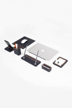 Pera 6 Parça Masaüstü Seti Siyah Ahşap Detaylı