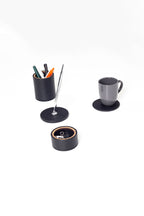 Polo Deri Masaüstü Seti 4 Parça Ahşap Detaylı Krom Kalemli