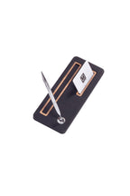 Porto Deri Masa Kalem Ünitesi Siyah Ahşap Deatylı