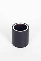 Masaüstü Deri Oval Krom Detaylı Kalemlik Siyah