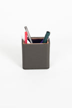 Masaüstü Deri Ahşap Detaylı Kalemlik Haki Yeşil