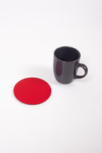 Kırmızı Oval Deri Bardak Altlığı