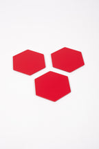 Kırmızı Altıgen Deri Bardak Altlığı 3 Adet