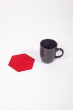 Kırmızı Altıgen Deri Bardak Altlığı