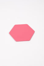 Pembe Altıgen Deri Bardak Altlığı