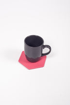 Pembe Altıgen Deri Bardak Altlığı