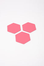 Pembe Altıgen Deri Bardak Altlığı 3 Adet