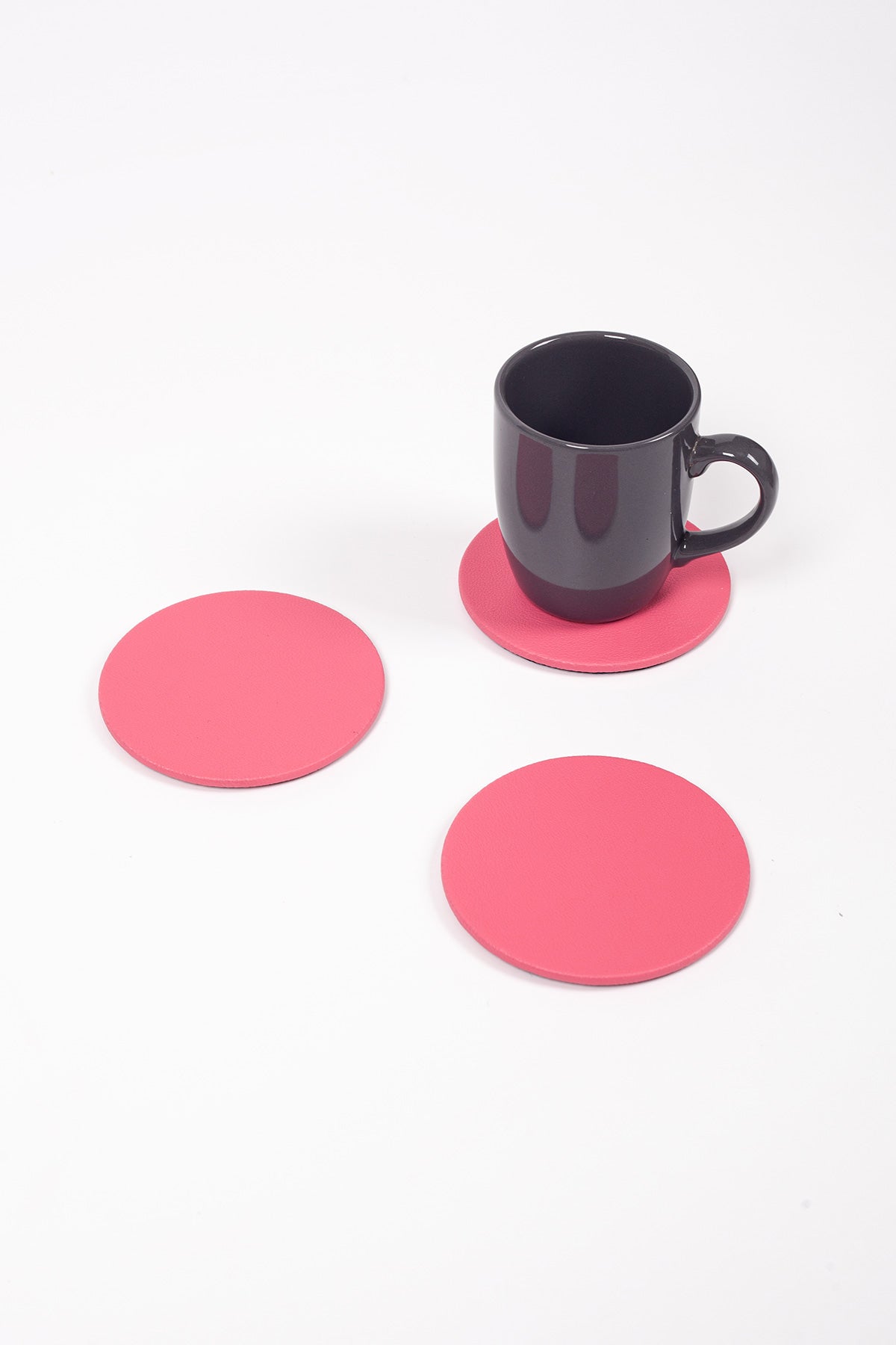 Pembe Oval Deri Bardak Altlığı 3 Adet