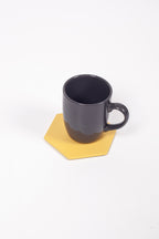 Sarı Altıgen Deri Bardak Altlığı