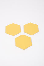 Sarı Altıgen Deri Bardak Altlığı 3 Adet