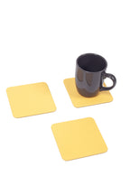 Sarı Deri Bardak Altlığı Kare 3 Adet