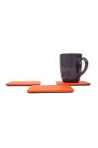 Turuncu Deri Bardak Altlığı Kare 3 Adet