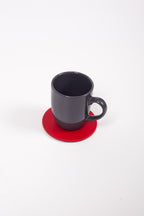 Kırmızı Oval Deri Bardak Altlığı