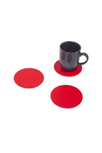 Kırmızı Oval Deri Bardak Altlığı 3 Adet