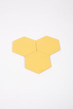 Sarı Altıgen Deri Bardak Altlığı 3 Adet