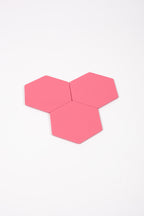 Pembe Altıgen Deri Bardak Altlığı 3 Adet