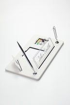 Royal Organizer Deri Masa İsimliği Siyah Krom Detaylı