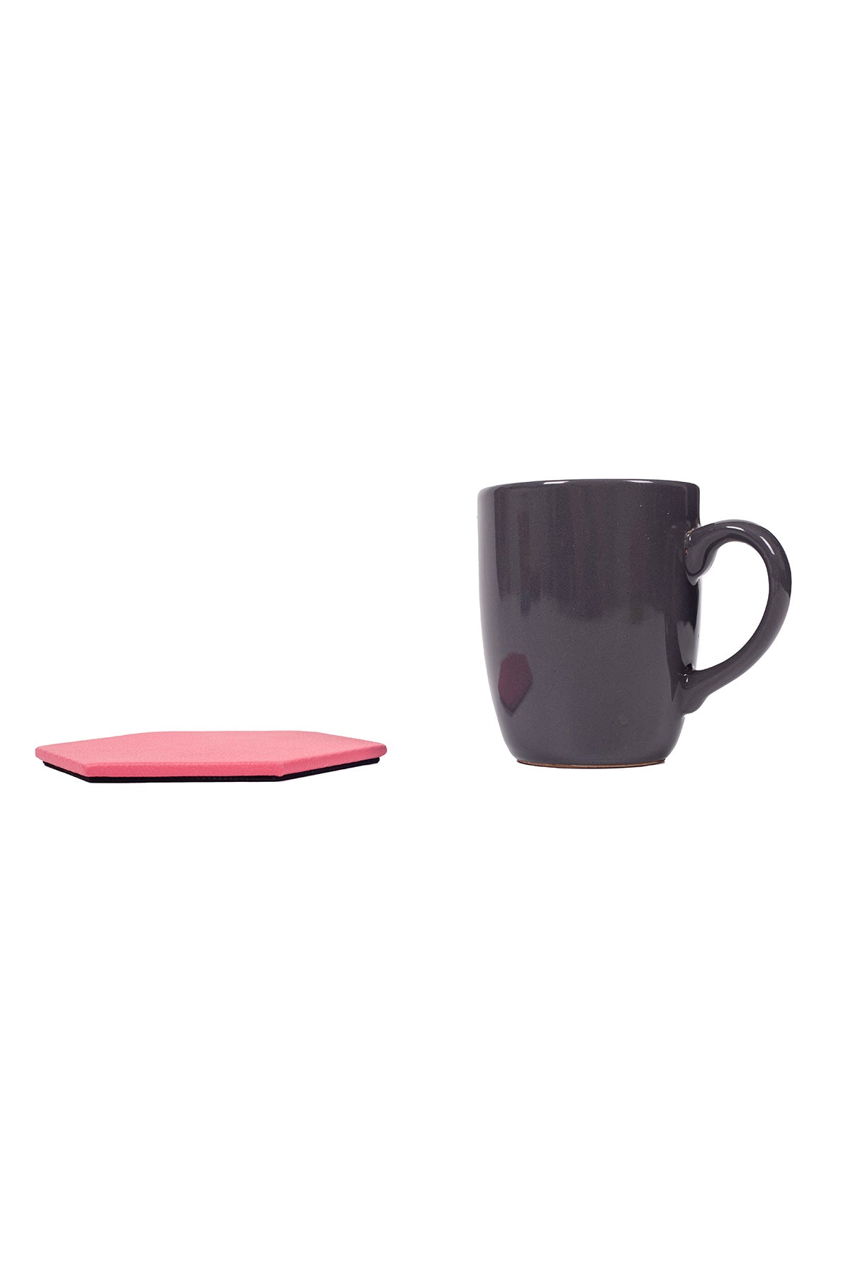 Pembe Altıgen Deri Bardak Altlığı