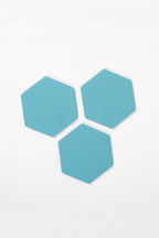 Turkuaz Altıgen Deri Bardak Altlığı 3 Adet