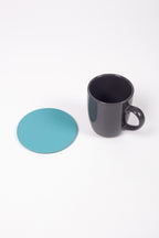 Turkuaz Oval Deri Bardak Altlığı