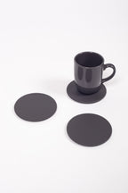 Antrasit Oval Deri Bardak Altlığı 3 Adet