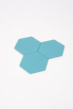 Turkuaz Altıgen Deri Bardak Altlığı 3 Adet