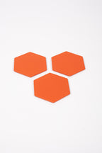 Turuncu  Altıgen Deri Bardak Altlığı 3 Adet