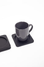 Lüks Deri Bardak Altlığı Siyah 3 Adet