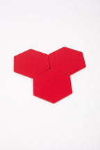 Kırmızı Altıgen Deri Bardak Altlığı 3 Adet