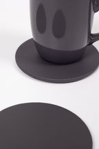 Antrasit Oval Deri Bardak Altlığı 3 Adet