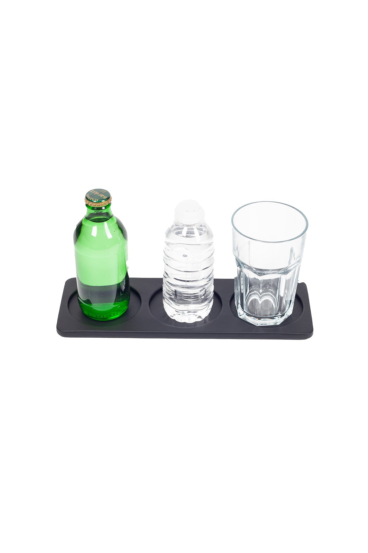 Toplantı Odası Bardak Altlığı 3 Bölümlü Oval Düz Siyah