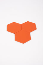 Turuncu  Altıgen Deri Bardak Altlığı 3 Adet