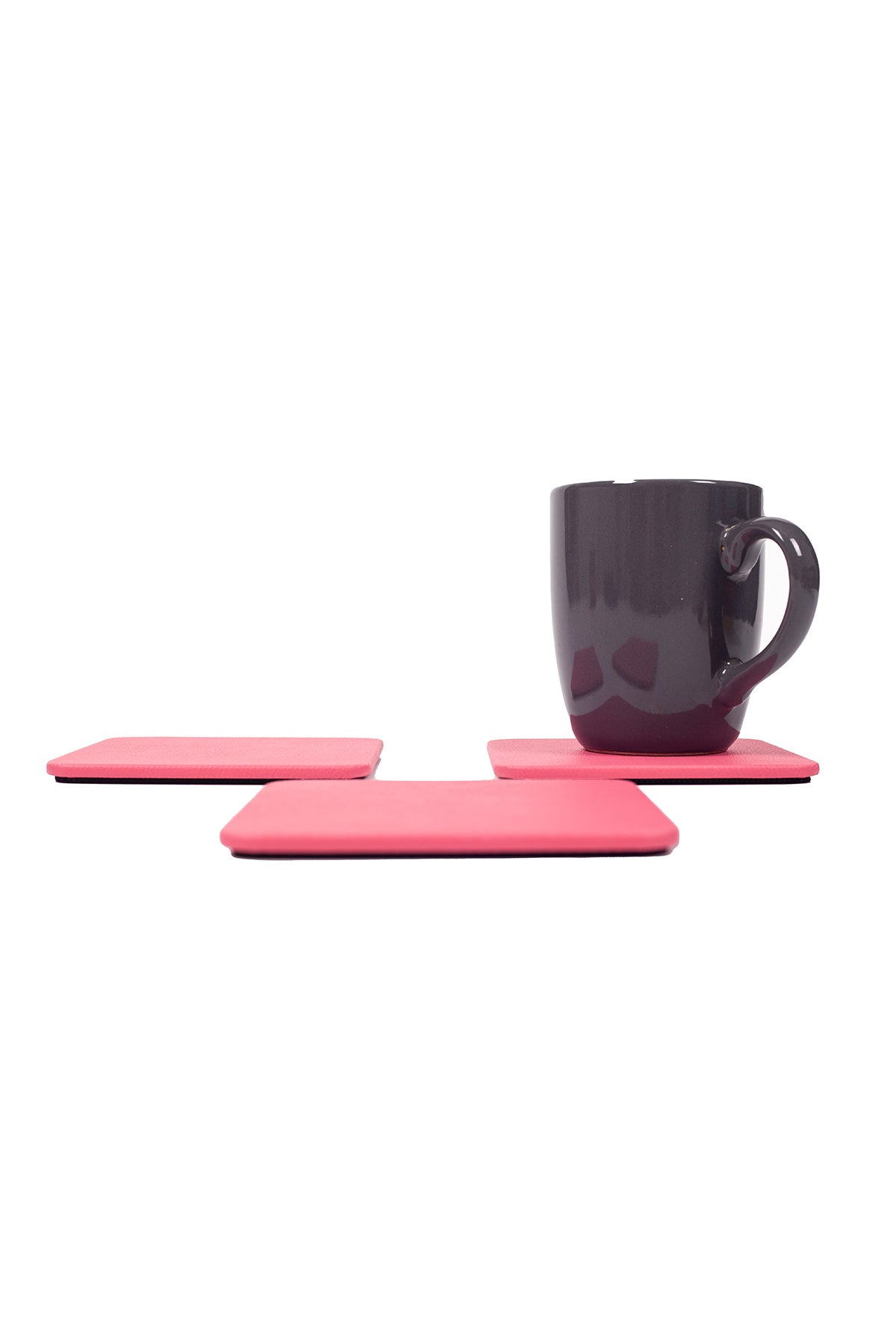 Pembe Deri Bardak Altlığı Kare 3 Adet