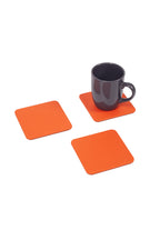 Turuncu Deri Bardak Altlığı Kare 3 Adet
