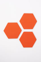 Turuncu  Altıgen Deri Bardak Altlığı 3 Adet