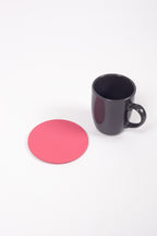 Pembe Oval Deri Bardak Altlığı