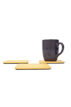 Sarı Deri Bardak Altlığı Kare 3 Adet