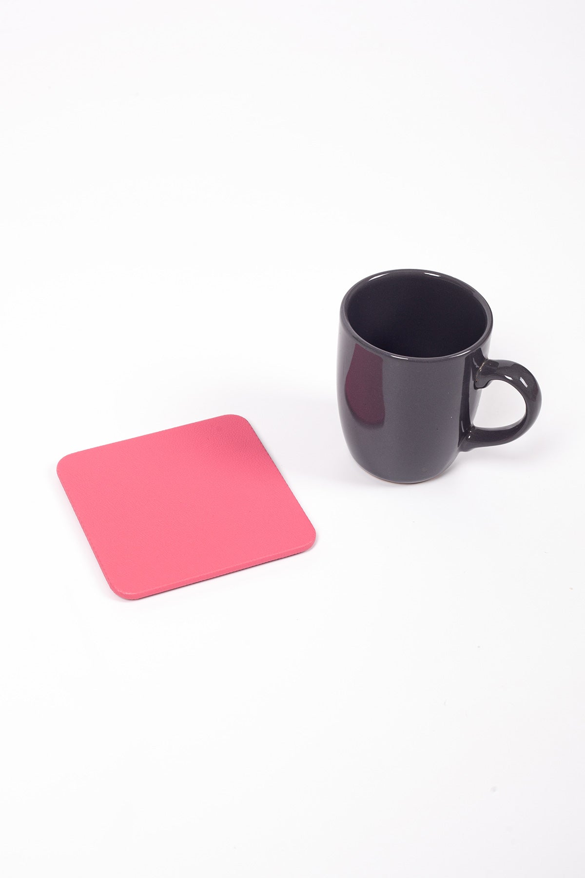 Pembe Deri Bardak Altlığı Kare